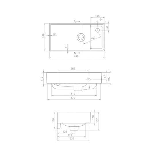 Επικαθήμενος Νιπτήρας Πορσελάνης 50x25cm Cerastyle Sharp 037200-u Λευκό